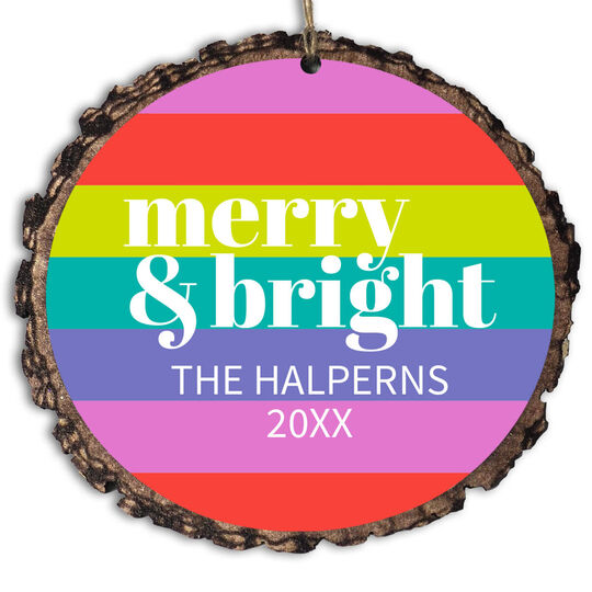 Merry and Bright Faux Wood Ornament